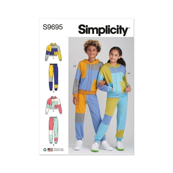 Simplicity Sewing Pattern 9695 R11664 Hoodie Jogger Set Unisex Child Size 8-16 - Picture 1 of 9
